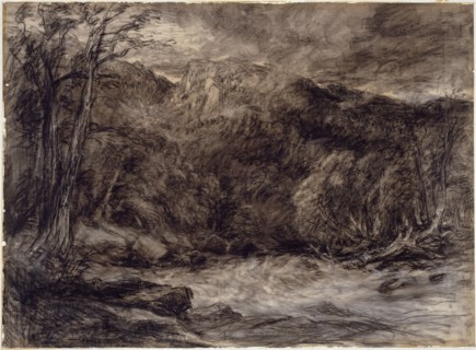 A Mountain Torrent, c. 1850, David Cox the elder, English, 1783-1859, England, Black and white