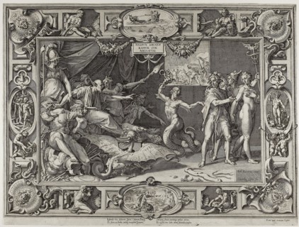 The Calumny of Apelles, 1572, Cornelis Cort (Netherlandish, 1533/36-1578), after Federico Zuccaro