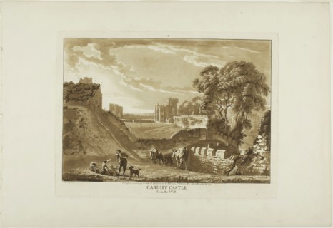 Cardiff Castle from the West, 1776, Paul Sandby, English, 1731-1809, England, Aquatint, with