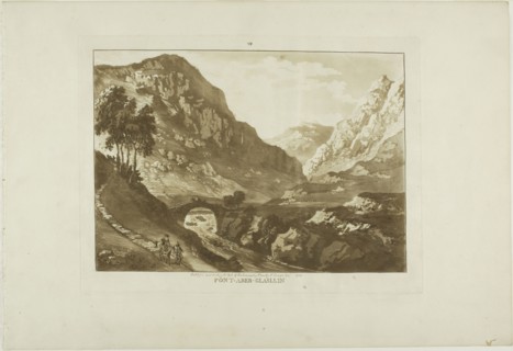 Aberglaslyn Bridge (North Wales), 1776, Paul Sandby, English, 1731-1809, England, Aquatint on cream