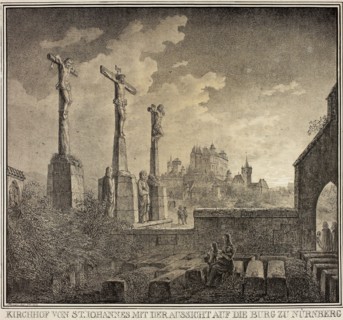 Saint John’s Cemetery with a View of the City of Nuremberg, from Collection of Memorable Medieval