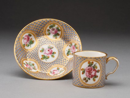 Cup and Saucer, 1777, Sèvres Porcelain Manufactory, French, founded 1740, Painted by Guillaume Noël
