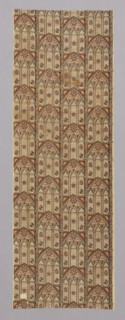 Gothic Arches (Furnishing Fabric), 1830/35, England, Cotton, plain weave, roller and possibly block