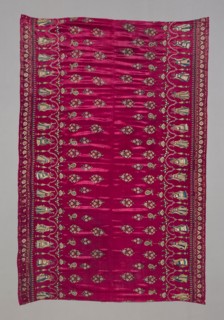 Two Panels (Joined), 19th century, India, India, Silk, satin weave, embroidered with silk in chain