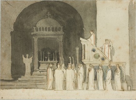 Altar of the Heavens, n.d., Dominique Papety, French, 1815-1849, France, Brush and brown ink and