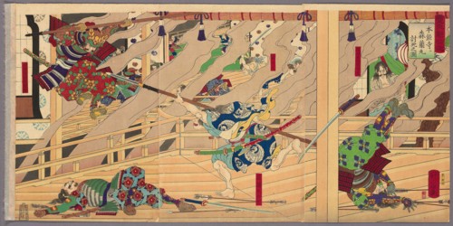 Mori Ranmaru Killed in Battle at Honnoji (Honnoji ni Mori Ranmaru uchijini no zu), from the series