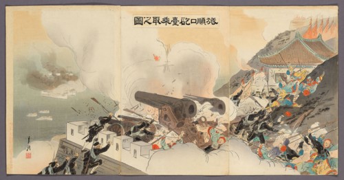 The Occupation of the Battery at Port Arthur (Ryojunko hodai nottori no zu), 1895, Ogata Gekko,