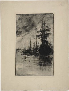 Sailboats on the water, c. 1888, Henri Charles Guérard, French, 1846-1897, France, Etching and