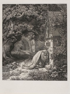 The Praying Nun, 1829, Johann Wilhelm Schirmer, German, 1807-1863, Germany, Etching on off-white
