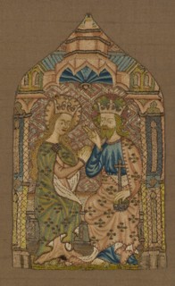 Fragment (From an Orphrey Band), 1400/50, England, Opus Anglicanum, England, Linen, plain weave,