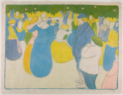 Festival in Bretagne, 1895–96, József Rippl-Rónai, Hungarian, 1861-1927, Hungary, Color lithograph