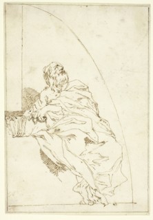 Prophet, n.d., Paul Troger, Austrian, 1698-1762, Austria, Pen and brown ink on ivory laid paper,