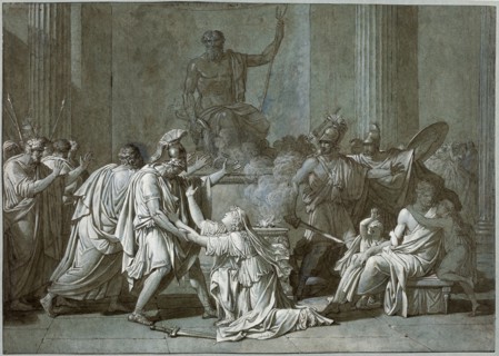 Cléombrote and Léonidas, c. 1795, Baron François-Xavier Fabre, French, 1766-1837, France, Pen and