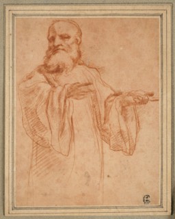 St. Benedict Gesturing to the Left: Study for the Coronation of the Virgin, 1520/23, Antonio
