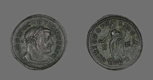 Coin Portraying Emperor Diocletian, AD 302/303, Roman, minted in Trier, Trier, Bronze, Diam. 2.9