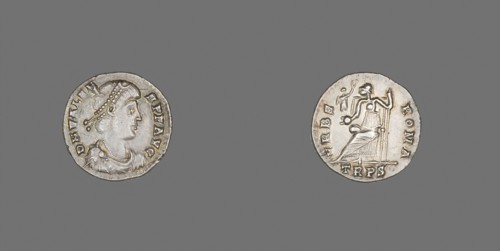 Siliqua (Coin) Portraying Emperor Valens, AD 364/378, Roman, minted in Trier, Trier, Silver, Diam.