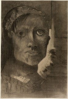 False Glory, c. 1885, Odilon Redon, French, 1840-1916, France, Various charcoals, with incising,