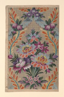 Mise-en-carte (Point-paper), 1760/90, France, Lyon, France, Ink and gouache on hand drawn graph