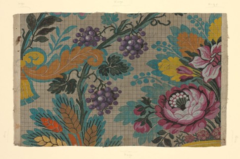 Mise-en-carte (Point-paper), 1760/90, France, Ink and gouache on hand drawn graph paper, 35.25 × 55
