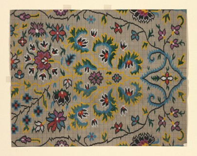 Mise-en-carte (Point-paper), 1760/90, France, Ink and gouache on hand drawn graph paper, 42 × 32.4