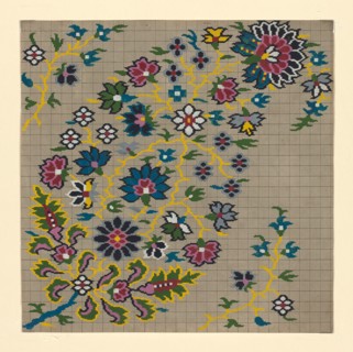 Mise-en-carte (Point-paper), 1760/90, France, Ink and gouache on hand drawn graph paper, 31.8 × 31