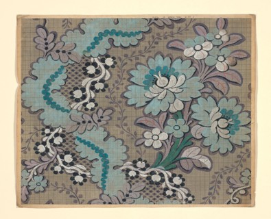 Mise-en-carte (Point-paper), 1760/90, France, Lyon, France, Ink and gouache on hand drawn graph