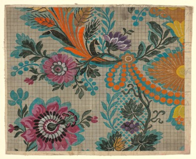 Mise-en-carte (Point-paper), 1760/90, France, Lyon, France, Ink and gouache on hand drawn graph
