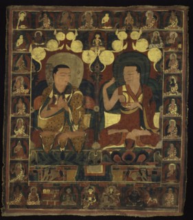 Painted Banner (Thangka) of Lineage Painting of Two Lamas in Debate, c. 1500, Tibet, Central Tibet,