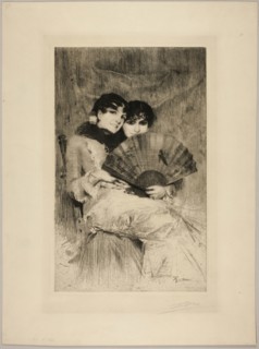 The Cousins, 1883, Anders Zorn, Swedish, 1860-1920, Sweden, Etching and drypoint in black on ivory