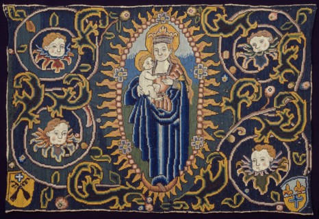 Panel Depicting Madonna and Child, 16th century, Switzerland, Hemp, plain weave, appliquéd with