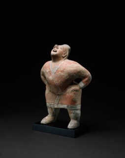 Entertainer (Tomb Figure), Northern dynasties, 6th century, China, Buff earthenware with pigment, H