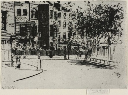 The Corner of Cheyne Walk, Chelsea, 1888–89, Theodore Roussel, French, worked in England,