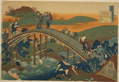 Poem by Ariwara no Narihira, from the series One Hundred Poems Explained by the Nurse (Hyakunin