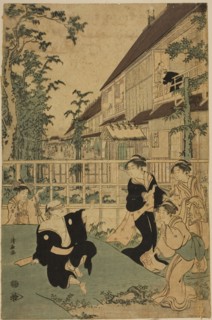 Outdoor Amusements at the Kankanro Teahouse in Yoshiwara, c. 1794, Torii Kiyonaga, Japanese,