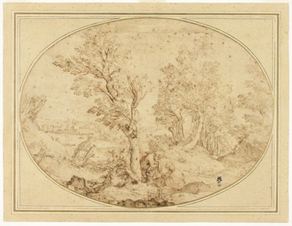Rest on the Flight into Egypt, c. 1590, Agostino Carracci, Italian, 1557-1602, Italy, Pen and brown