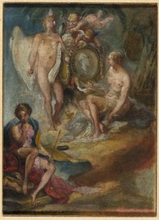 Allegory, 1770, Gabriel Jacques de Saint-Aubin, French, 1724-1780, France, Oil, with touches of