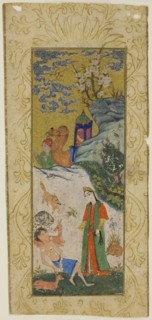 Layla Visiting Majnun in the Desert, page from a copy of the Khamsa of Nizami, Safavid dynasty