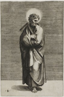 Saint Thomas, 1515/27, Marco Dente da Ravenna (Italian, about 1486–1527), after Raffaello Sanzio,
