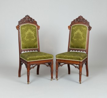 Pair of Side Chairs, c. 1849, Alexander Jackson Davis, American, 1803–1892, Made by William Burns