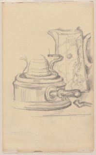 Milk Jug and Spirit Stove, 1879–82, Paul Cézanne, French, 1839-1906, France, Graphite on ivory wove