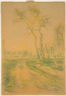 Landscape with Trees, 1880/85, Alfred Sisley, French, 1839-1899, France, Pastel and colored pencils