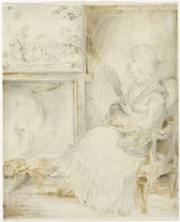 Woman Seated Holding a Cat on Her Knees, n.d., Gabriel Jacques de Saint-Aubin (French, 1724-1780),