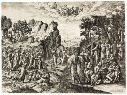 Moses Striking the Rock, 1555, Jan Collaert, I, (Flemish, c. 1530-1581), after Lambert Lombard