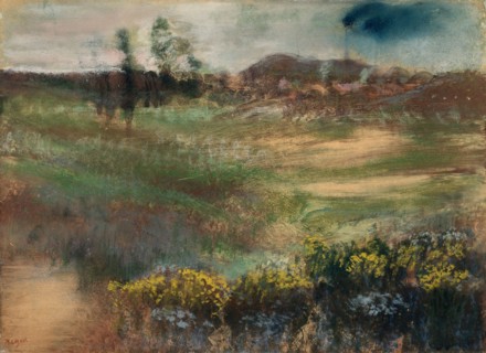 Landscape with Smokestacks, c. 1890, Edgar Degas, French, 1834-1917, France, Pastel, over monotype,