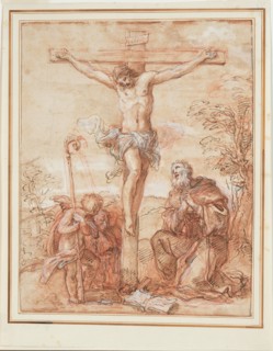 Saint Augustine and Two Angels Adoring the Crucifix, 1685/1695, Giuseppe Passeri, Italian,