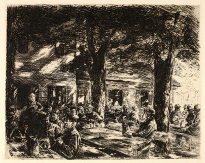 Beer Garden in Rosenheim, 1895, Max Liebermann (German, 1847-1935), later published by Pan (German