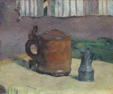 Still Life: Wood Tankard and Metal Pitcher, 1880, Paul Gauguin, French, 1848-1903, France, Oil on