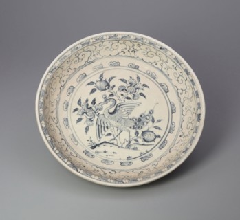 Dish with Peacock and Floral Motif, 15th century, Vietnam, Vietnam, Glazed stoneware with