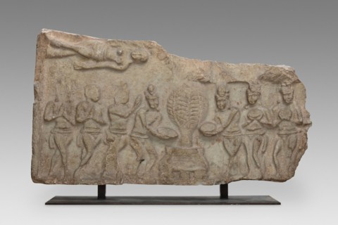 Veneration of the Bodhi Tree, 3rd century, India, Andhra Pradesh, Nagarjunakonda, Limestone, 41.7 ×