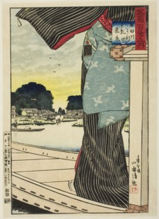 Distant View of Matsuchi Hill from the Sumida River (Sumidagawa yori Matsuchiyama enkei),  from the